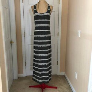 Mossimo Supply Co maxi tank gray and white stripe dresss womans size Medium